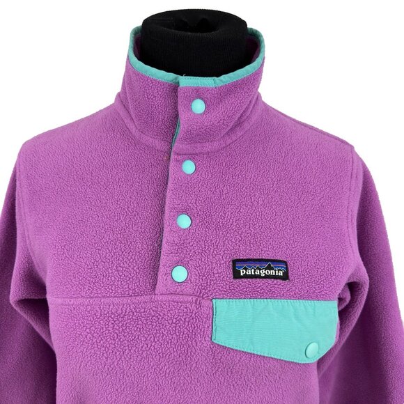 PATAGONIA Synchilla fleece Snap-T pullover - women's size XXS pink aqua 25455 - Picture 3 of 9